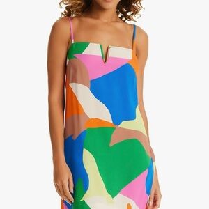 Women's Printed A-Line Swim Dress NWT Cover-Up multi color, size L